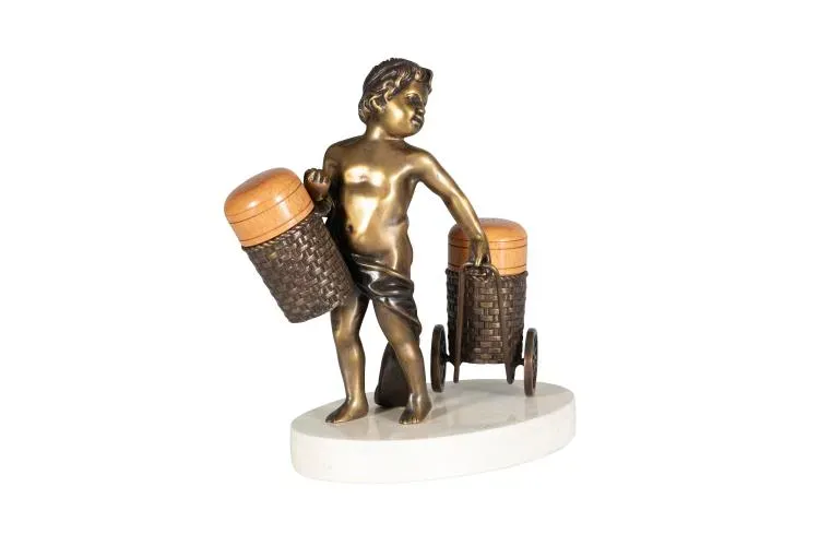 Maitland Smith Salt Pepper scultura ottone agata