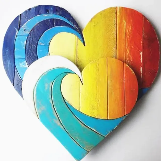 XLAB Design Cuore Decorazione Parete Legno Multicolor