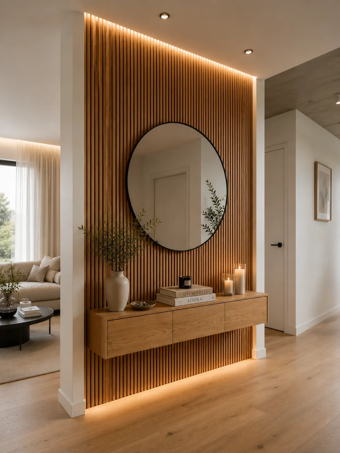 XLAB Design boiserie rovere listelli mobile sospeso su misura