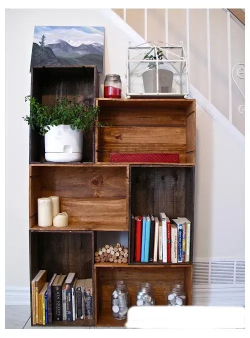 XLAB Design Saba libreria vintage legno cassette rettangolari
