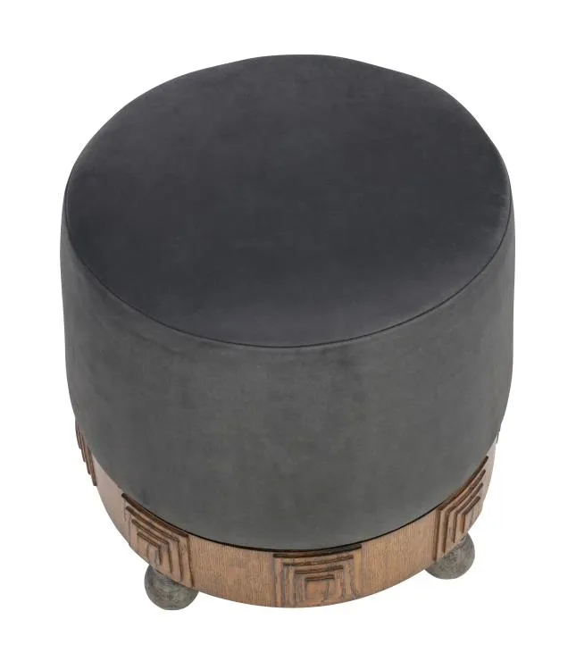 Maitland Smith Bongo pouf pelle nera 50 cm