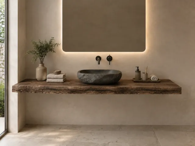 XLAB Design Pioggia mensola bagno legno castagno su misura