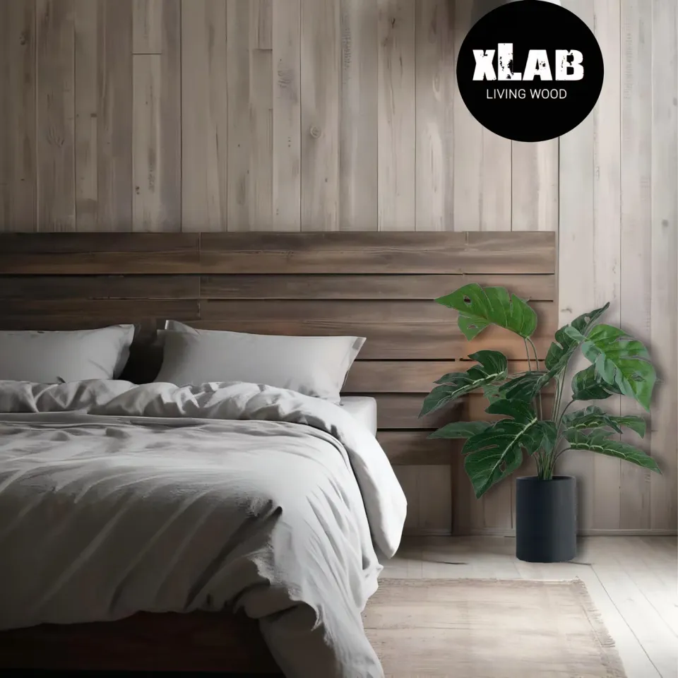 XLAB Design testiera letto matrimoniale larice grigio 200x70 legno massello